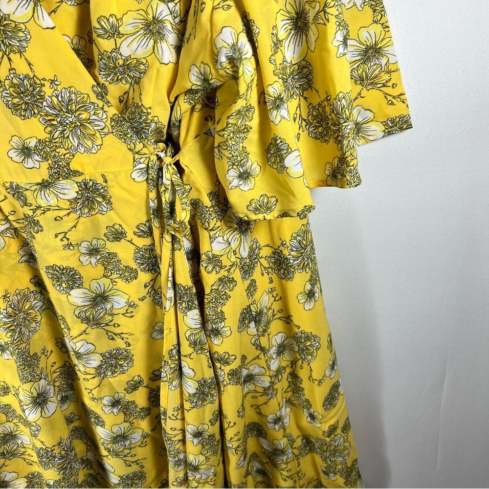 Torrid‎ Yellow Floral Print Georgette Wrap Midi Dress Size 24 - Picture 5 of 11